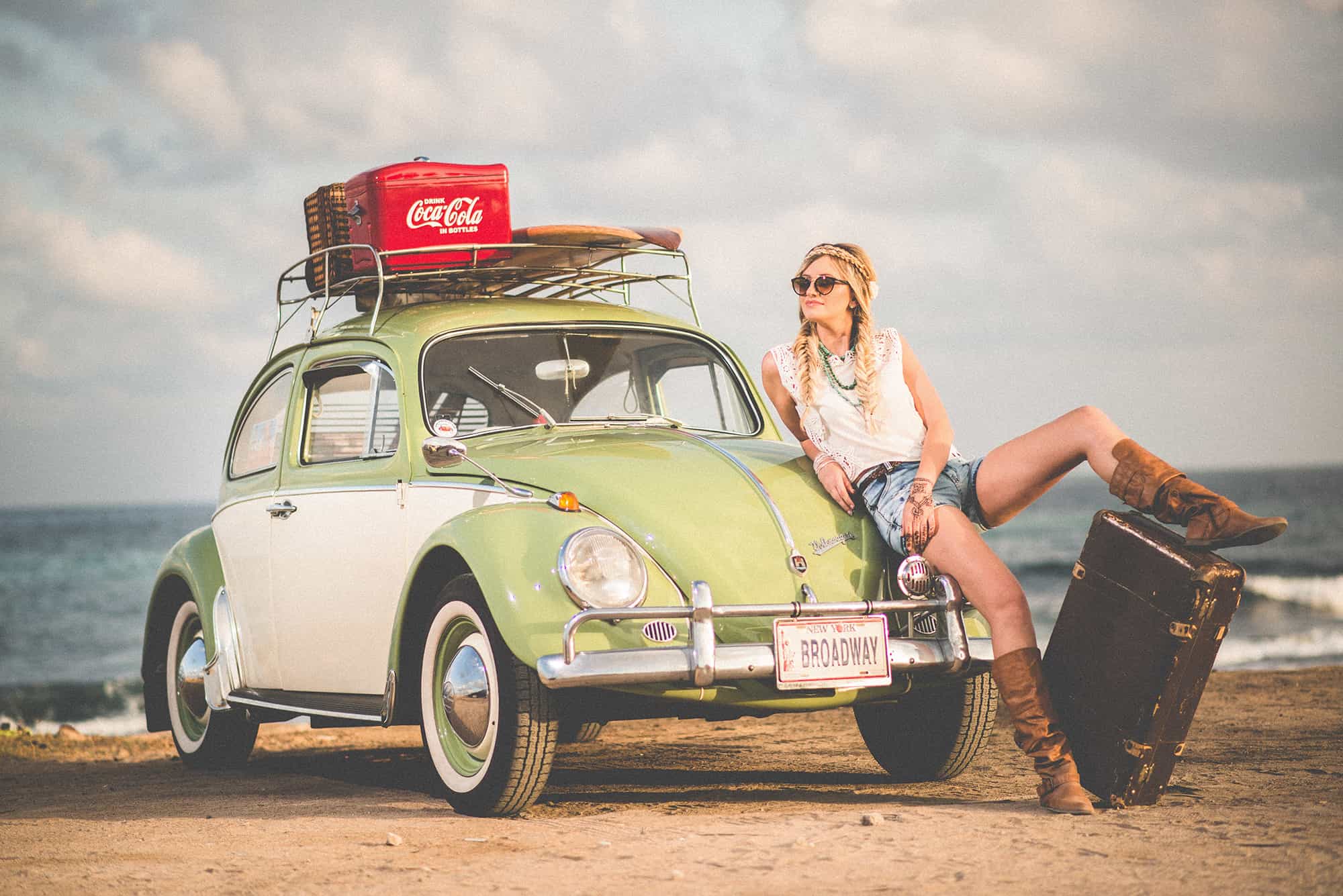 Woman and VW Bug